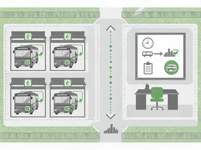 Electric bus depot route and charging planning illustration