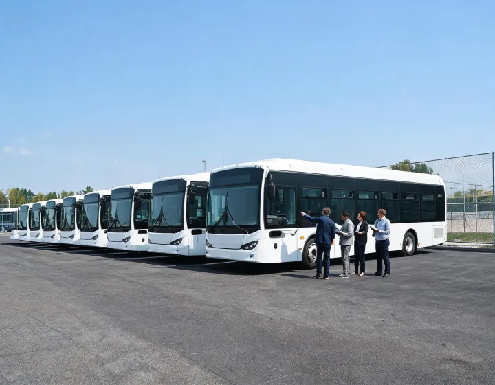 Unbranded electric fuel cell buses arranged for fleet configuration review